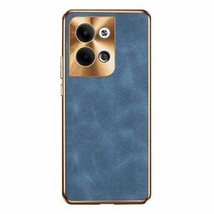 For OPPO Reno9 Pro Electroplating Lambskin Leather Phone Case(Blue)