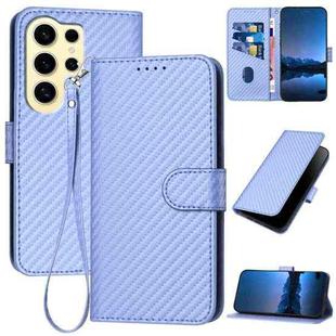 For Samsung Galaxy S24 Ultra 5G YX0070 Carbon Fiber Buckle Leather Phone Case with Lanyard(Light Purple)