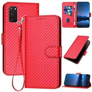 For Samsung Galaxy S20 FE / S20 FE 5G YX0070 Carbon Fiber Buckle Leather Phone Case with Lanyard(Red)