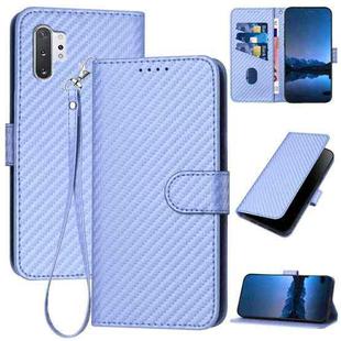 For Samsung Galaxy Note10 Pro 4G / 5G YX0070 Carbon Fiber Buckle Leather Phone Case with Lanyard(Light Purple)