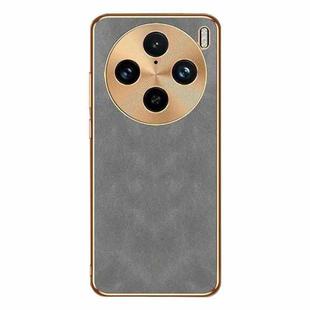 For vivo X100 Pro Electroplating Lambskin Leather Phone Case(Grey)