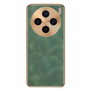 For vivo X100 Electroplating Lambskin Leather Phone Case(Green)