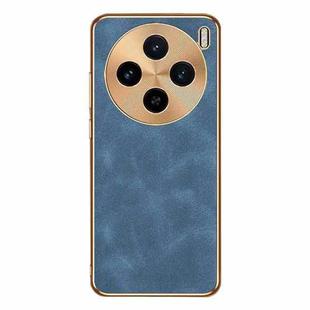 For vivo X100 Electroplating Lambskin Leather Phone Case(Blue)