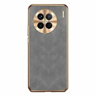 For vivo X90 Pro Electroplating Lambskin Leather Phone Case(Grey)