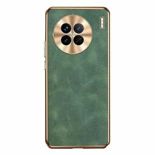 For vivo X90 Electroplating Lambskin Leather Phone Case(Green)