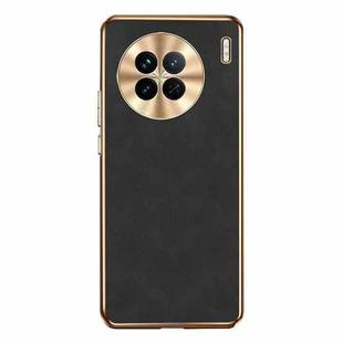 For vivo X90 Electroplating Lambskin Leather Phone Case(Black)