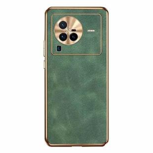 For vivo X80 Pro Electroplating Lambskin Leather Phone Case(Green)