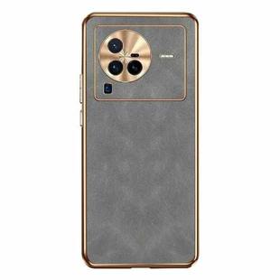 For vivo X80 Pro Electroplating Lambskin Leather Phone Case(Grey)