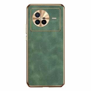 For vivo X80 Electroplating Lambskin Leather Phone Case(Green)