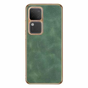 For vivo S18 / S18 Pro Electroplating Lambskin Leather Phone Case(Green)