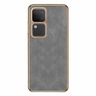 For vivo S18 / S18 Pro Electroplating Lambskin Leather Phone Case(Grey)
