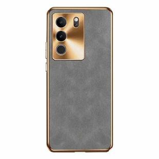 For vivo S17 Pro Electroplating Lambskin Leather Phone Case(Grey)