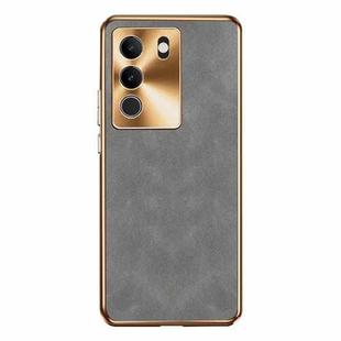 For vivo S17 Electroplating Lambskin Leather Phone Case(Grey)