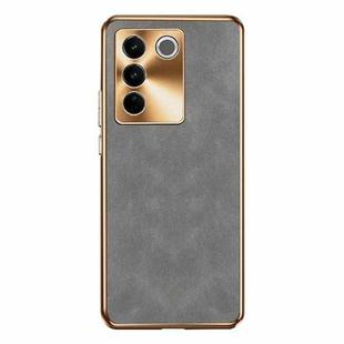 For vivo S16 Pro Electroplating Lambskin Leather Phone Case(Grey)