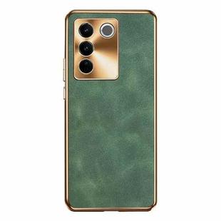For vivo S16 Electroplating Lambskin Leather Phone Case(Green)