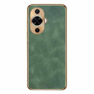 For Huawei nova 12 Lite / 12 Active Electroplating Lambskin Leather Phone Case(Green)