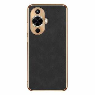 For Huawei nova 12 Lite / 12 Active Electroplating Lambskin Leather Phone Case(Black)