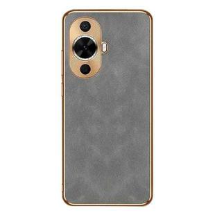 For Huawei nova 12 Lite / 12 Active Electroplating Lambskin Leather Phone Case(Grey)