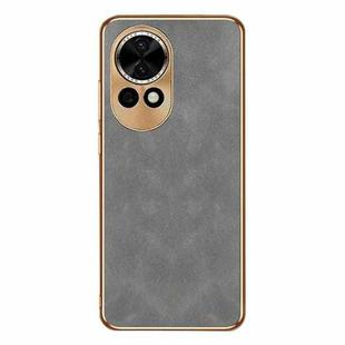 For Huawei nova 12 Pro / 12 Ultra Electroplating Lambskin Leather Phone Case(Grey)