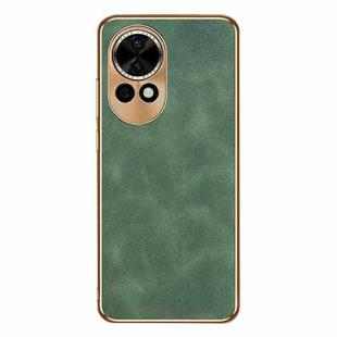 For Huawei nova 12 Electroplating Lambskin Leather Phone Case(Green)