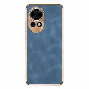 For Huawei nova 12 Electroplating Lambskin Leather Phone Case(Blue)