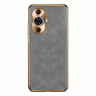 For Huawei nova 11 Pro / 11 Ultra Electroplating Lambskin Leather Phone Case(Grey)