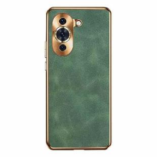 For Huawei nova 10 Pro Electroplating Lambskin Leather Phone Case(Green)