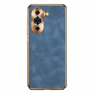 For Huawei nova 10 Electroplating Lambskin Leather Phone Case(Blue)