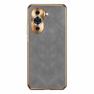 For Huawei nova 10 Electroplating Lambskin Leather Phone Case(Grey)