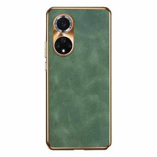 For Huawei nova 9 Pro Electroplating Lambskin Leather Phone Case(Green)