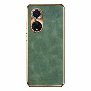 For Huawei nova 9 Electroplating Lambskin Leather Phone Case(Green)