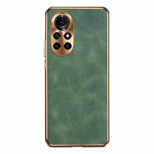For Huawei nova 8 Pro Electroplating Lambskin Leather Phone Case(Green)