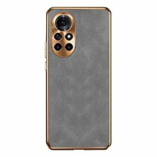 For Huawei nova 8 Pro Electroplating Lambskin Leather Phone Case(Grey)