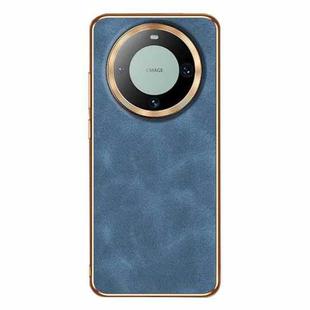 For Huawei Mate 60 Pro Electroplating Lambskin Leather Phone Case(Blue)