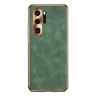 For Huawei P30 Pro Electroplating Lambskin Leather Phone Case(Green)