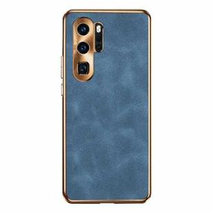 For Huawei P30 Pro Electroplating Lambskin Leather Phone Case(Blue)