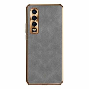 For Huawei P30 Electroplating Lambskin Leather Phone Case(Grey)