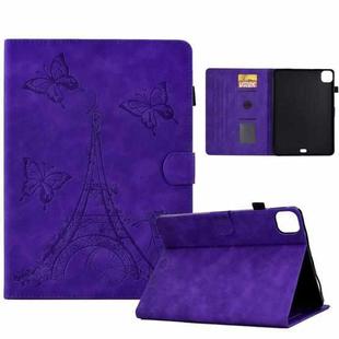 For iPad Pro 11 2024 Tower Embossed Leather Smart Tablet Case(Purple)