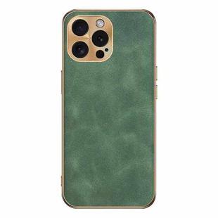 For iPhone 12 Pro Max Electroplating Lambskin Leather Phone Case(Green)