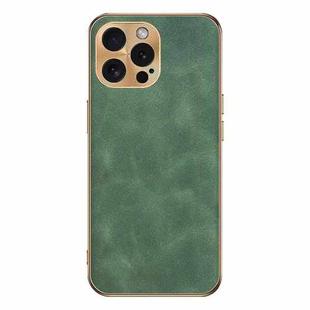 For iPhone 12 Pro Electroplating Lambskin Leather Phone Case(Green)