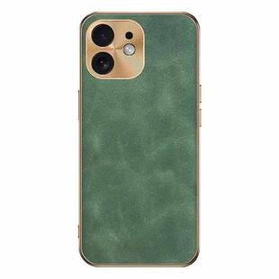 For iPhone 12 Electroplating Lambskin Leather Phone Case(Green)