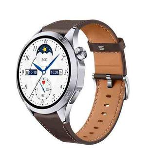 WS-26 1.52 inch IP67 Sport Smart Watch Support Bluetooth Call / Sleep / Blood Oxygen / Heart Rate / Blood Pressure Health Monitor, Leather Strap(Silver)