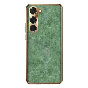 For Samsung Galaxy S23+ 5G Electroplating Lambskin Leather Phone Case(Green)