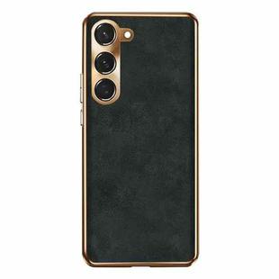 For Samsung Galaxy S23+ 5G Electroplating Lambskin Leather Phone Case(Black)