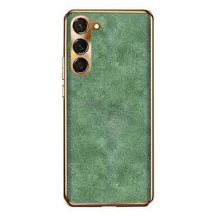 For Samsung Galaxy S23 5G Electroplating Lambskin Leather Phone Case(Green)