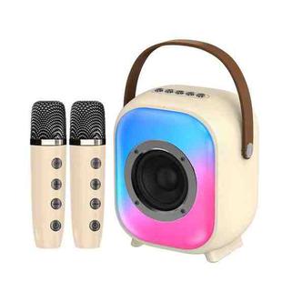 NewRixing NR168W Portable Colorful Bluetooth Speaker Home Dual Mic Karaoke Speaker(Creamy White)