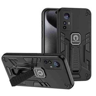 For Xiaomi 12T Shockproof Holder Phone Case(Black)