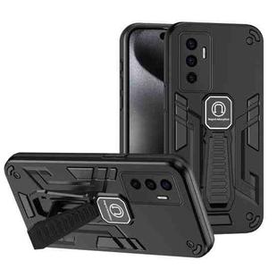 For vivo V23e 5G Shockproof Holder Phone Case(Black)