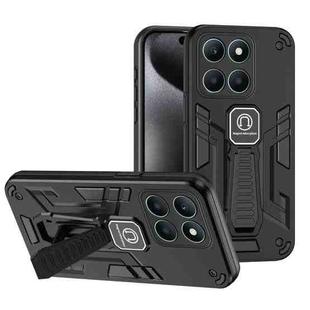For Honor X6a Shockproof Holder Phone Case(Black)