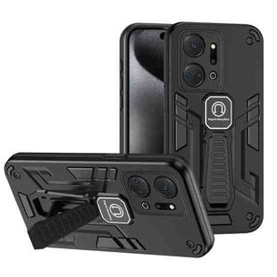 For Honor X7a Shockproof Holder Phone Case(Black)